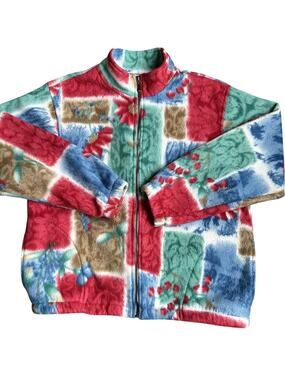 Vintage Alfred Dunner Fleece Jacket Petite‎ Medium Floral Patchwork Grandmacore